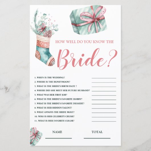 Wie gut kennen wir das Bride Christmas Bridal Game (Vorderseite)