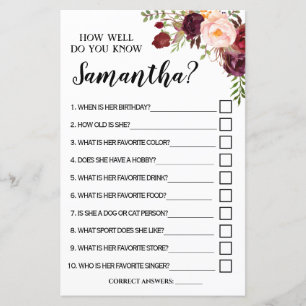 Wie gut kennst du Bride Marsala Shower Game?
