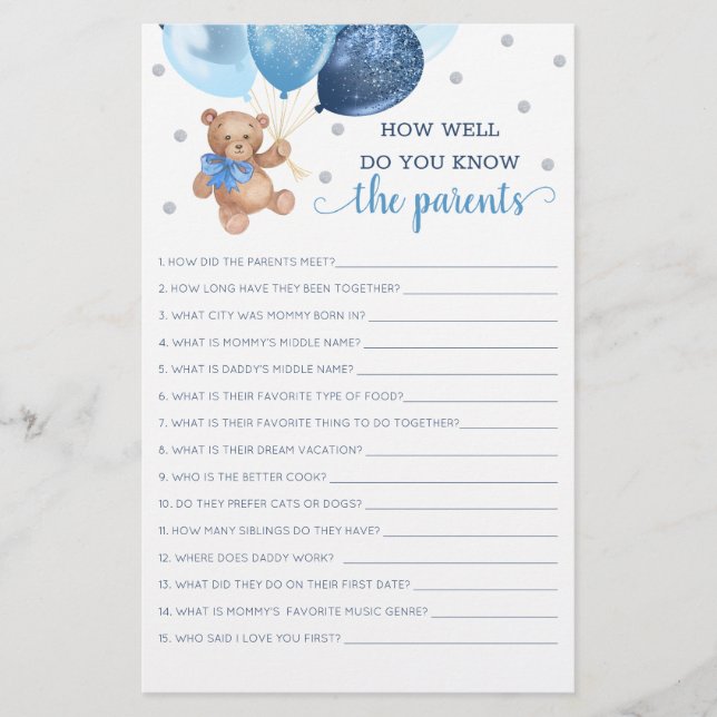 Wie gut kennst du den Teddybär der Eltern? (Vorderseite)