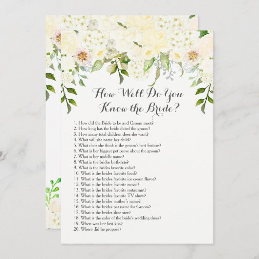 Wie gut kennst du die Braut? (Vorne/Hinten)