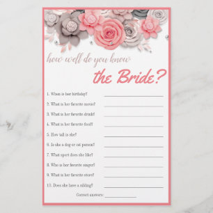 Wie gut kennst du die Braut? Brautparty-Karte Flyer