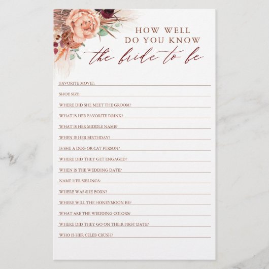 Wie gut weißt du, dass die Braut Brautparty ist? (Vorderseite)