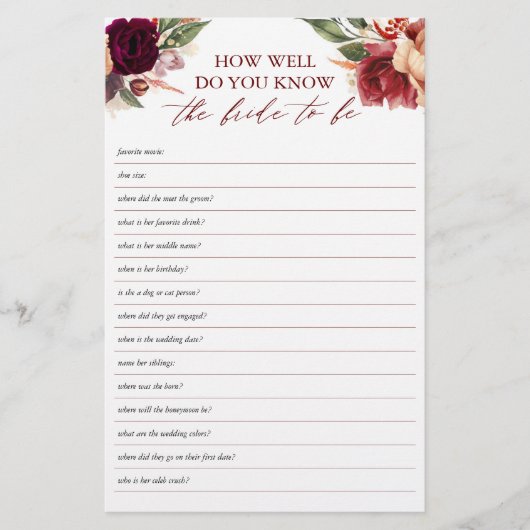 Wie gut weißt du, dass die Braut Brautparty ist? (Vorderseite)