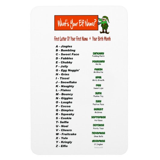Wie heißt dein Elf? Flexible Magnet (Vertikal)