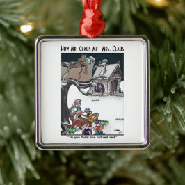 Wie Herr & Mrs Claus Met Keramik Square Ornament Aus Metall