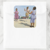 Wie hoch? 2001 quadratischer aufkleber (Tasche)