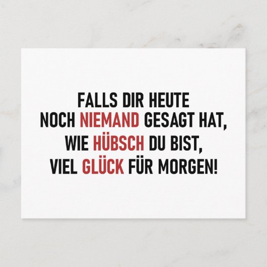 WIE HÜBSCH DU BIST FEIERTAGSPOSTKARTE (Vorderseite)