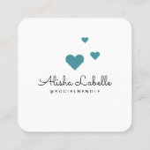 Wie ich Blue Foto Heart Frame Girly Social Media Quadratische Visitenkarte (Rückseite)