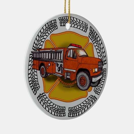 Wie ich Firefighter-Feuerwehrauto Roll Keramik Ornament (Rechts)