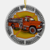 Wie ich Firefighter-Feuerwehrauto Roll Keramik Ornament (Vorne)