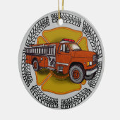 Wie ich Firefighter-Feuerwehrauto Roll Keramik Ornament (Links)