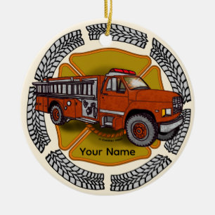 Wie ich Firefighter-Feuerwehrauto Roll Keramik Ornament