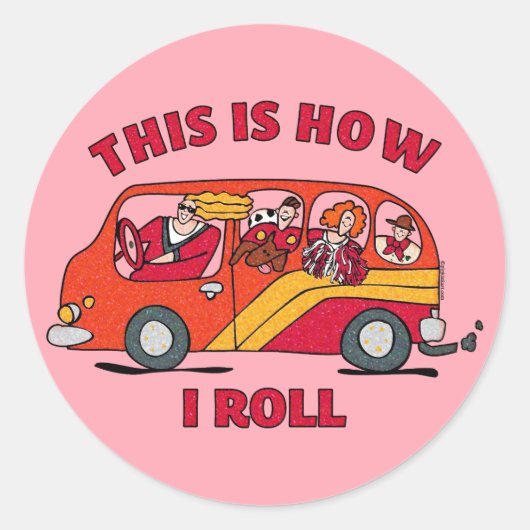 Wie ich Mama Minivan Roll Runder Aufkleber (Vorderseite)