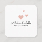 Wie ich pink Foto Heart Frame Girly Social Media Quadratische Visitenkarte (Rückseite)