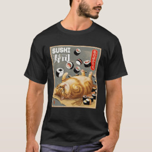 Wie ich Roll Cat Cafe Sushi Poster Harajuku Kawaii T-Shirt