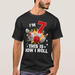 Wie ich rolle 7.  7 Jahre alte Bowling-Geburtstags T-Shirt