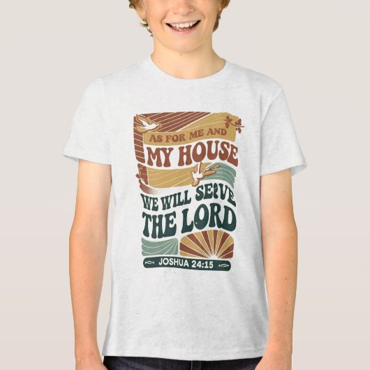 Wie ich und mein Haus" Bibelverse-Design Tri-Blend Shirt (Vorderseite)
