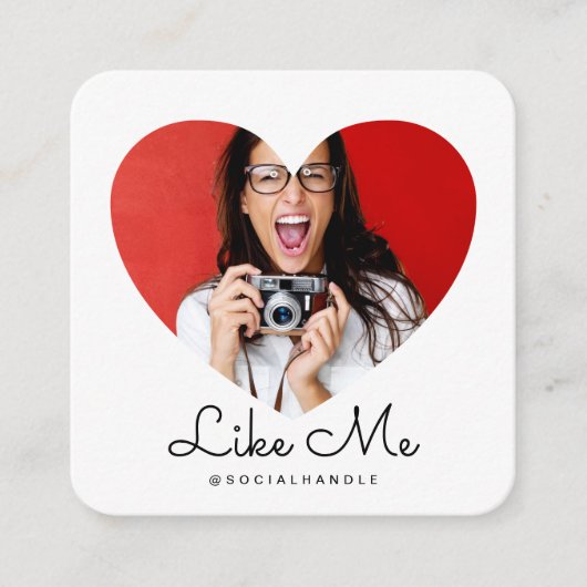 Wie ich White Foto Heart Frame Girly Social Media Quadratische Visitenkarte (Vorderseite)
