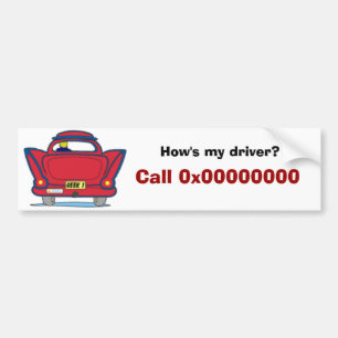 Wie ist mein Fahrer? , Anruf 0x00000000 Autoaufkleber