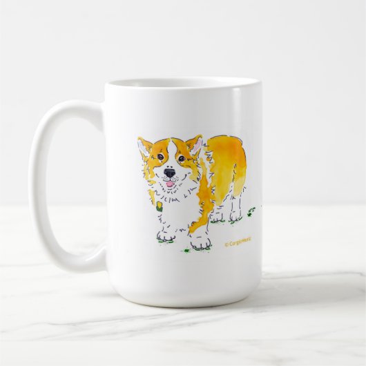 Wie Kleeblätter geborene Corgi-Tasse sind Kaffeetasse (Links)
