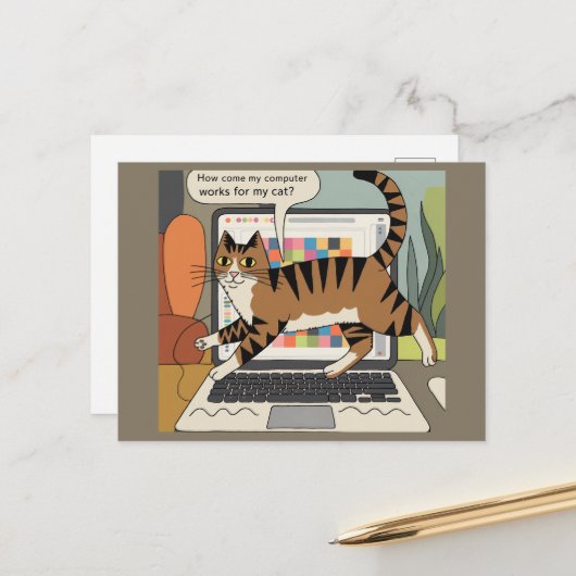 Wie kommt es, dass mein Computer für den Cat Funny Postkarte (Vorderseite/Rückseite Beispiel)
