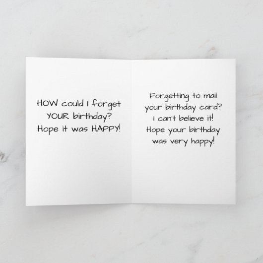 WIE KÖNNTE ICH? FEED SO SCHLECHT BELATETE GEBURTSK KARTE (Innenseite)