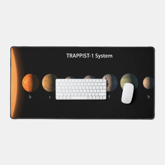 Wie könnten die sieben Planeten der Trappist-1 aus Schreibtischunterlage (Tastatur & Maus)
