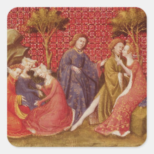 Wie Lancelot Guinevere geküsst hat Quadratischer Aufkleber