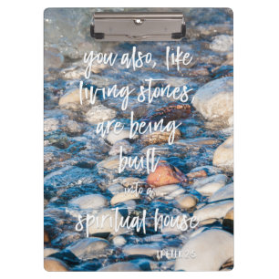 Wie lebende Steine1. Peter-Bibel-Vers Klemmbrett