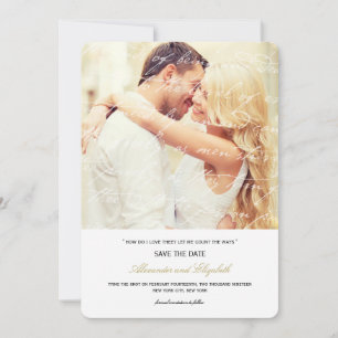 Wie liebe ich dich Poesie Romantische Vintage-Schr Save The Date