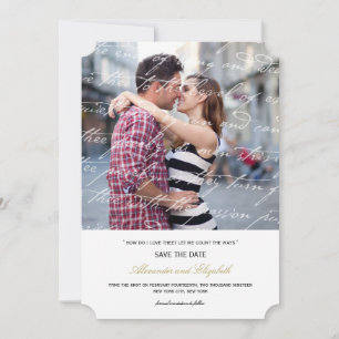 Wie liebe ich dich Poesie Romantische Vintage-Schr Save The Date