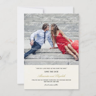 Wie liebe ich dich Poesie Romantische Vintage-Schr Save The Date