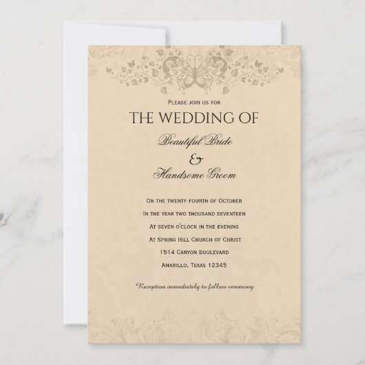 Wie Liebe ich dich? Vintage Liebe Gedicht Hochzeit Einladung (Vorderseite)