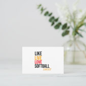 wie, live, Liebe Softball, Lächeln Visitenkarte (Stehend Vorderseite)