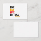 wie, live, Liebe Softball, Lächeln Visitenkarte (Vorne/Hinten)