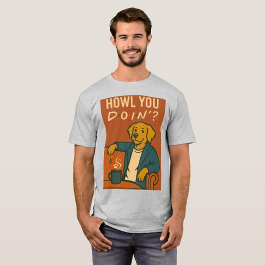 "WIE MACHST DU?" Dog on Couch Pop Culture T - Shir T-Shirt (Vorne ganz)