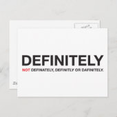 Wie man "definitiv" buchstabiert postkarte (Vorne/Hinten)