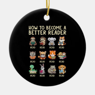 Wie man ein besserer Leser wird, Buch lustige Tier Keramik Ornament