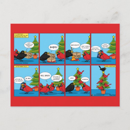 Wie man ein Weihnachtsbaum-Comic dekoriert Postkarte (Vorderseite)