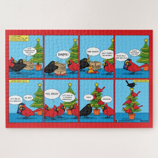 Wie man ein Weihnachtsbaum-Comic dekoriert Puzzle (Horizontal)