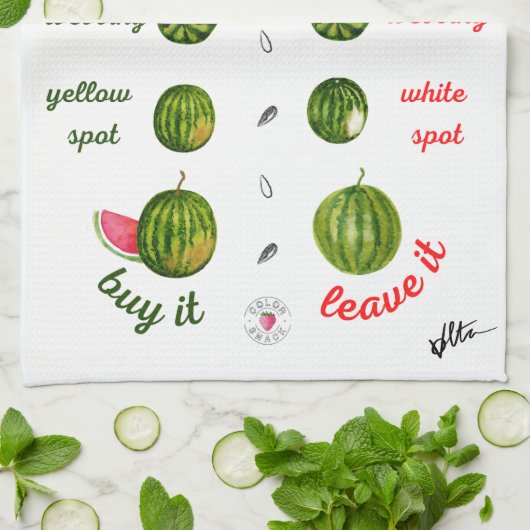 Wie man eine Ripe Watermelon wählt - Wasserfarben- Geschirrtuch (Gefaltet)