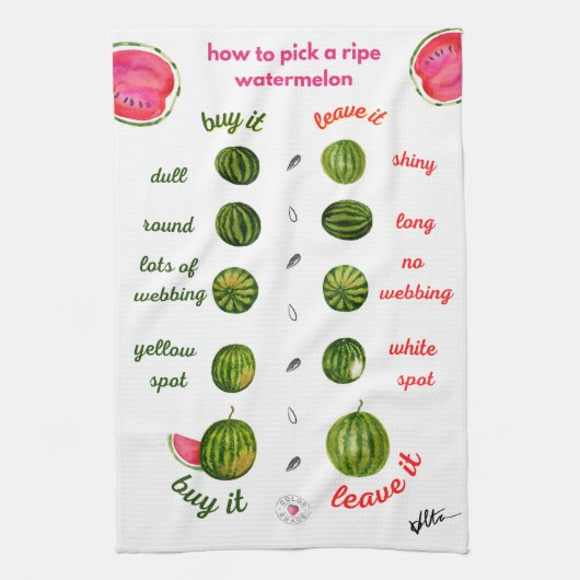 Wie man eine Ripe Watermelon wählt - Wasserfarben- Geschirrtuch (Vertikal)