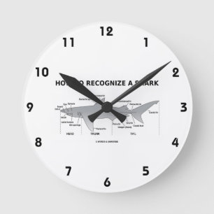 Wie man einen Haifisch erkennt (Biologie-Spaß) Runde Wanduhr