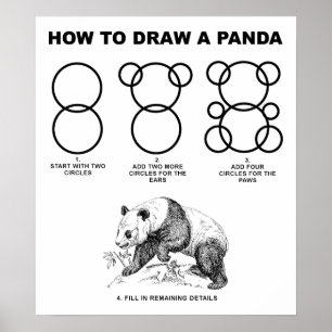 Wie man einen lustigen Panda zeichnet Poster