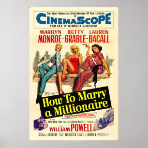 Wie man einen Millionär heiratet Retro Marilyn Mon Poster