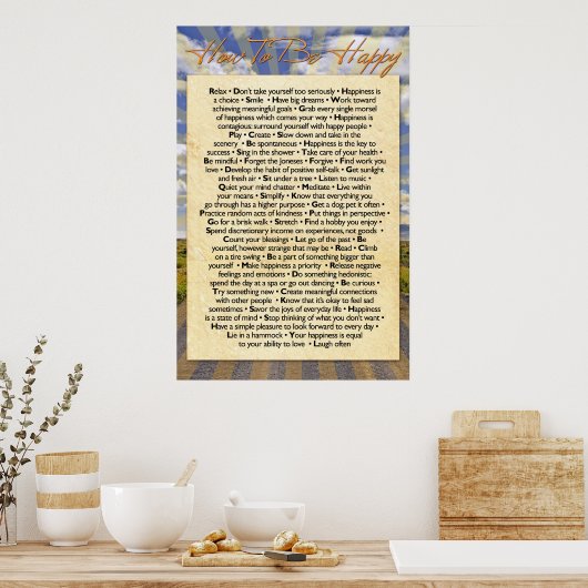 Wie man glücklich ist poster (Küche)