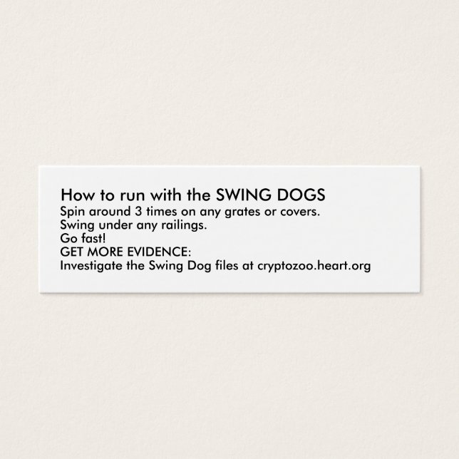 Wie man mit den SWING DOGS läuft (Vorderseite)