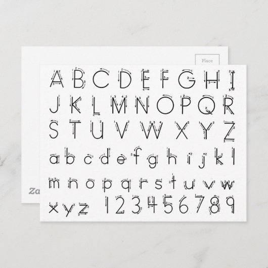Wie man seine Briefe formt - Alphabet-Handschrift Postkarte (Vorne/Hinten)