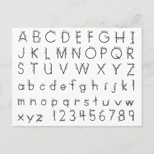 Wie man seine Briefe formt - Alphabet-Handschrift Postkarte (Vorderseite)