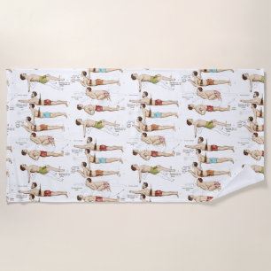 Wie man Vintage französische Schwimmer schwimmt Strandtuch